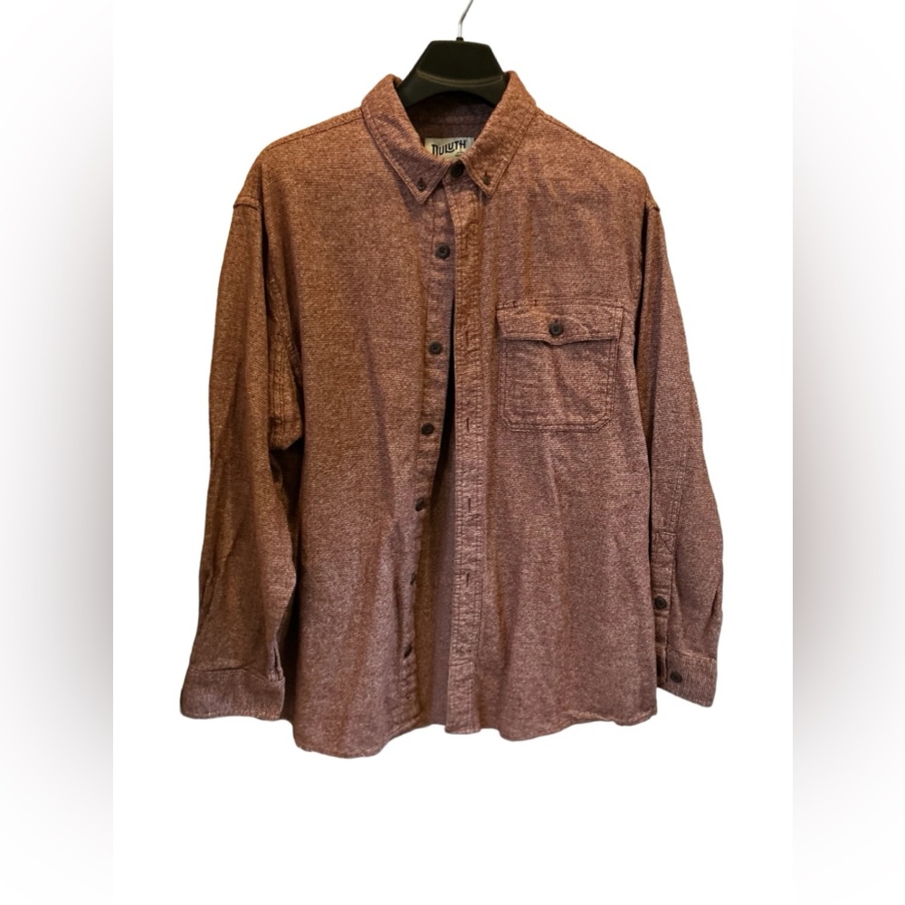 Duluth trading company, long sleeve flannel, red and white button-down.  XL‎
